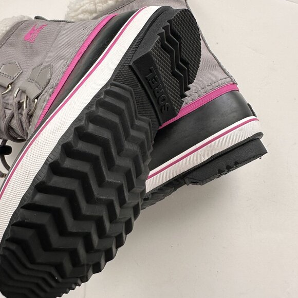 Sorel Kids Yoot Pac Nylon Snow Boots Waterproof Winter Shoes - Gray/Pink Youth 1 - Picture 8 of 9